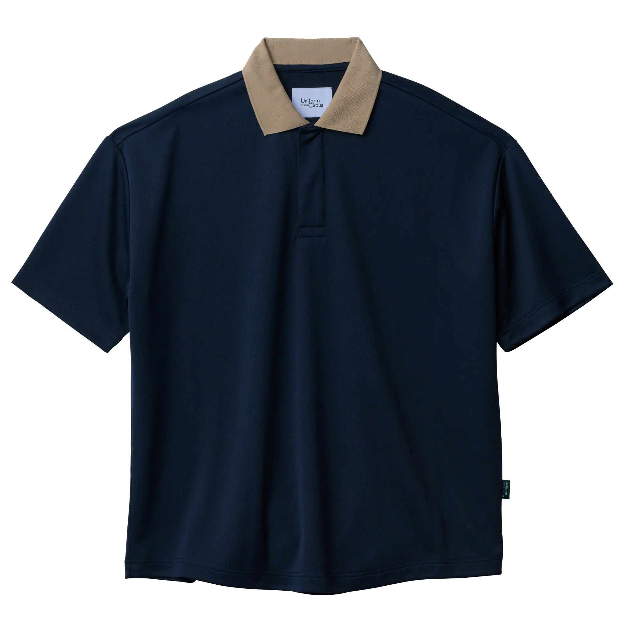 Navy polo with beige collar BKB4502-1