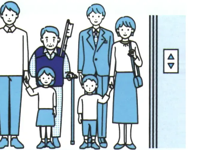 Family in elevator